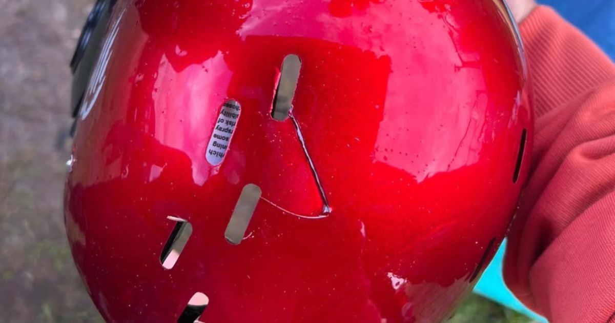 Andrea broken helmet