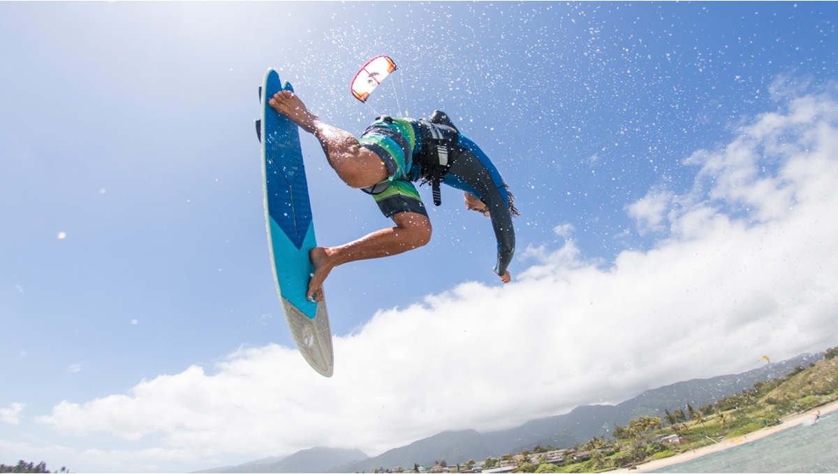 Directional kitesurf board surfboard close-up